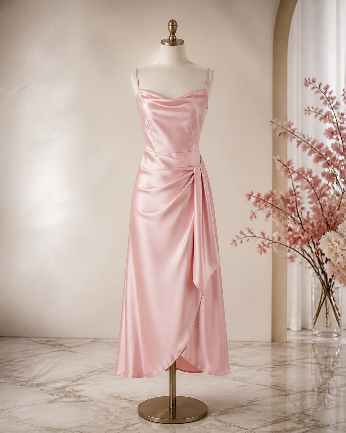 Blush Satin Midi